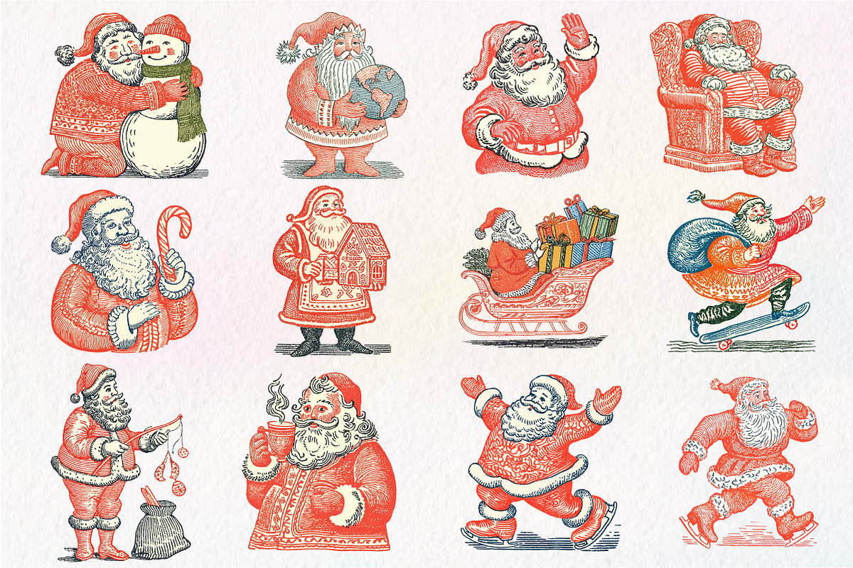 Hand-Drawn Santa Christmas Clipart, an Illustration by Dream Creation (Photo 3 of 4)