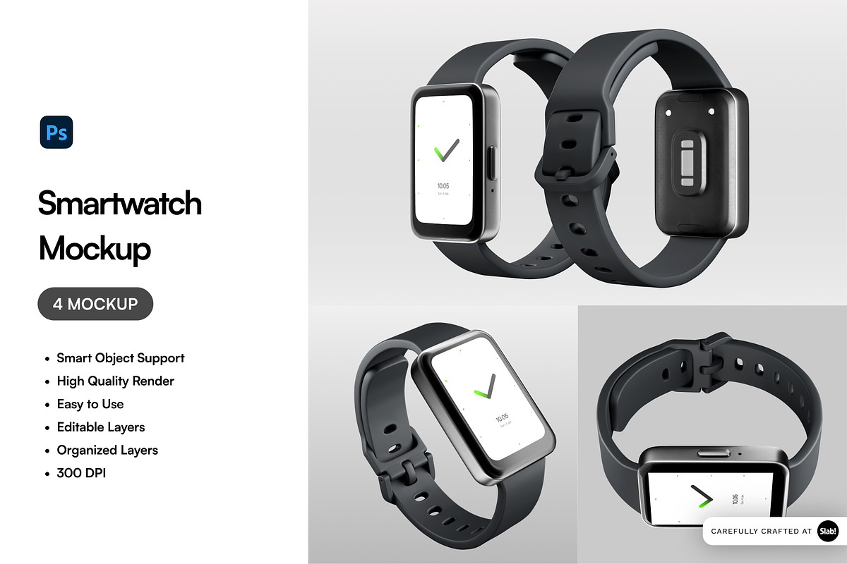 Smartwatch Mockup, a Wearable Device Mockup by SLAB! Design (Photo 1 of 9)