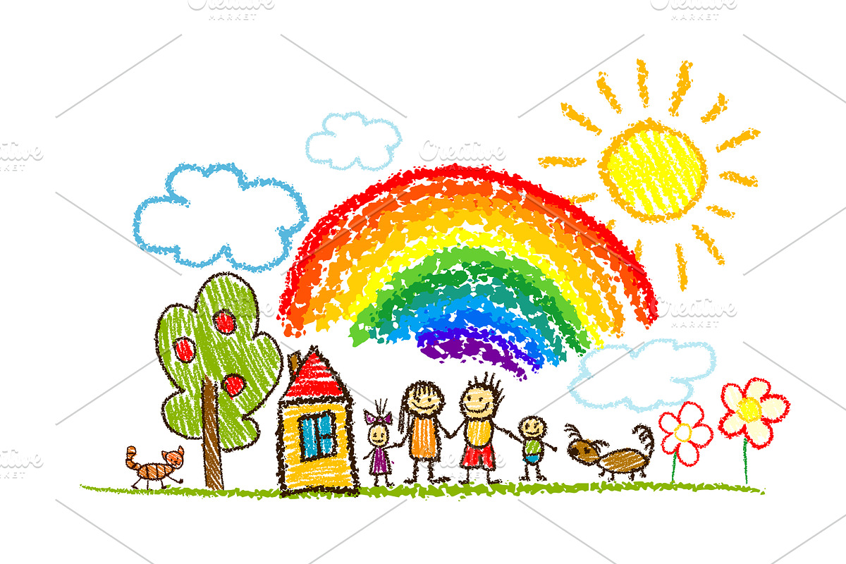 Family children's drawing with, a Person Illustration by Nenahliadava Design