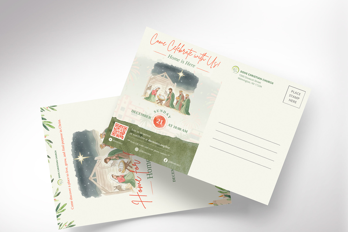 Retro Christmas Sunday Postcard, a Flyer Template by Godserv Designs (Photo 2 of 15)