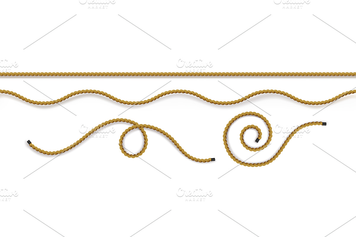 Rope string - wavy curved lines tied, an Object Illustration by art PVP - market