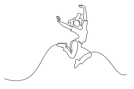 Happy jumping woman. Continuous one, a Person Illustration by Valenty