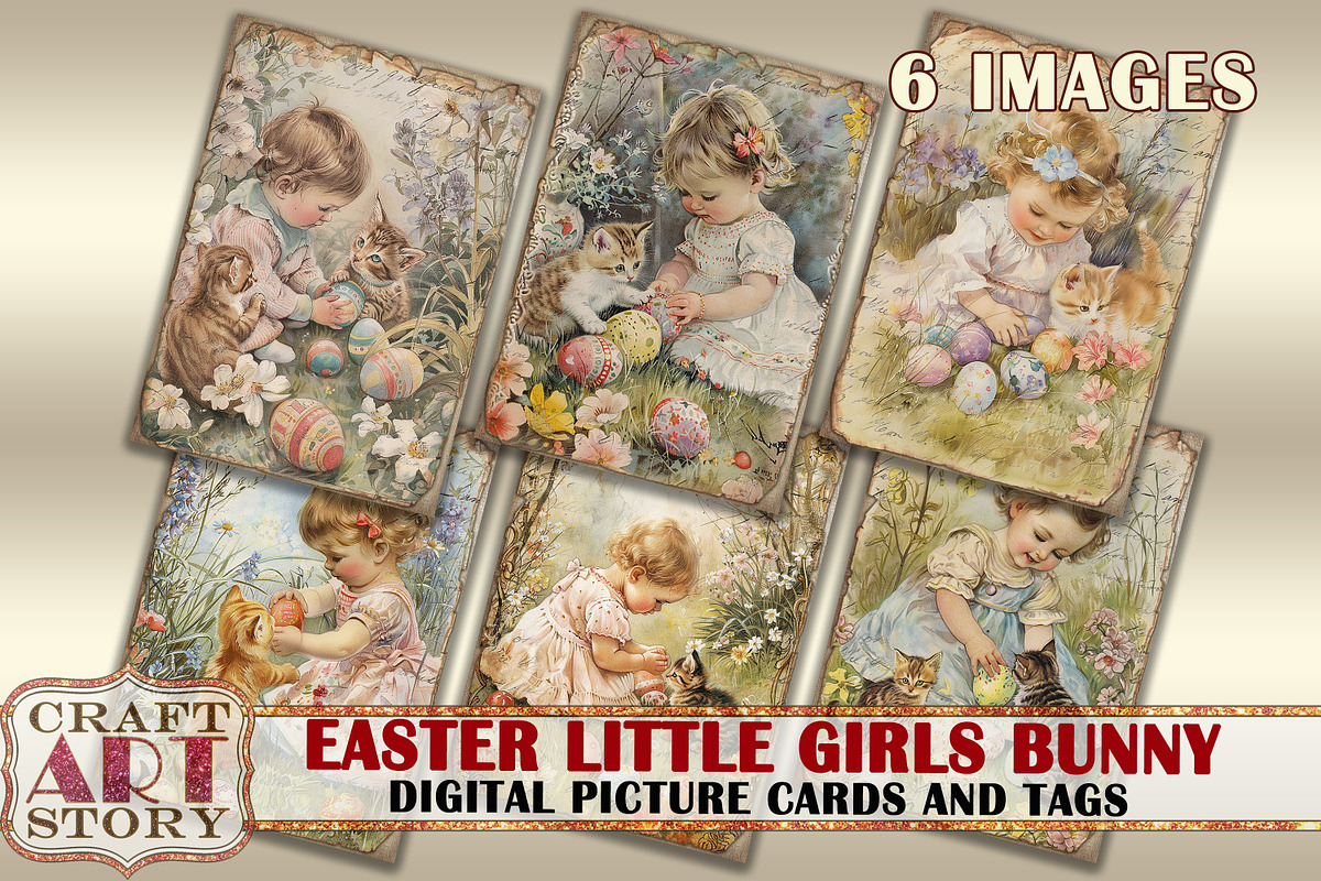 Easter little girls Kittens Collage, a Person Illustration by CraftArtStory (Photo 1 of 4)