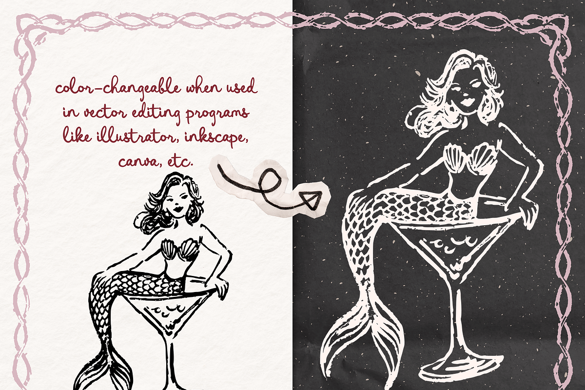 Mermaid Clipart, Ocean Doodles, a Person Illustration by The October Creative (Photo 2 of 6)