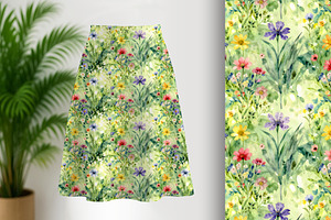 Watercolor Wild Flowers Seamless