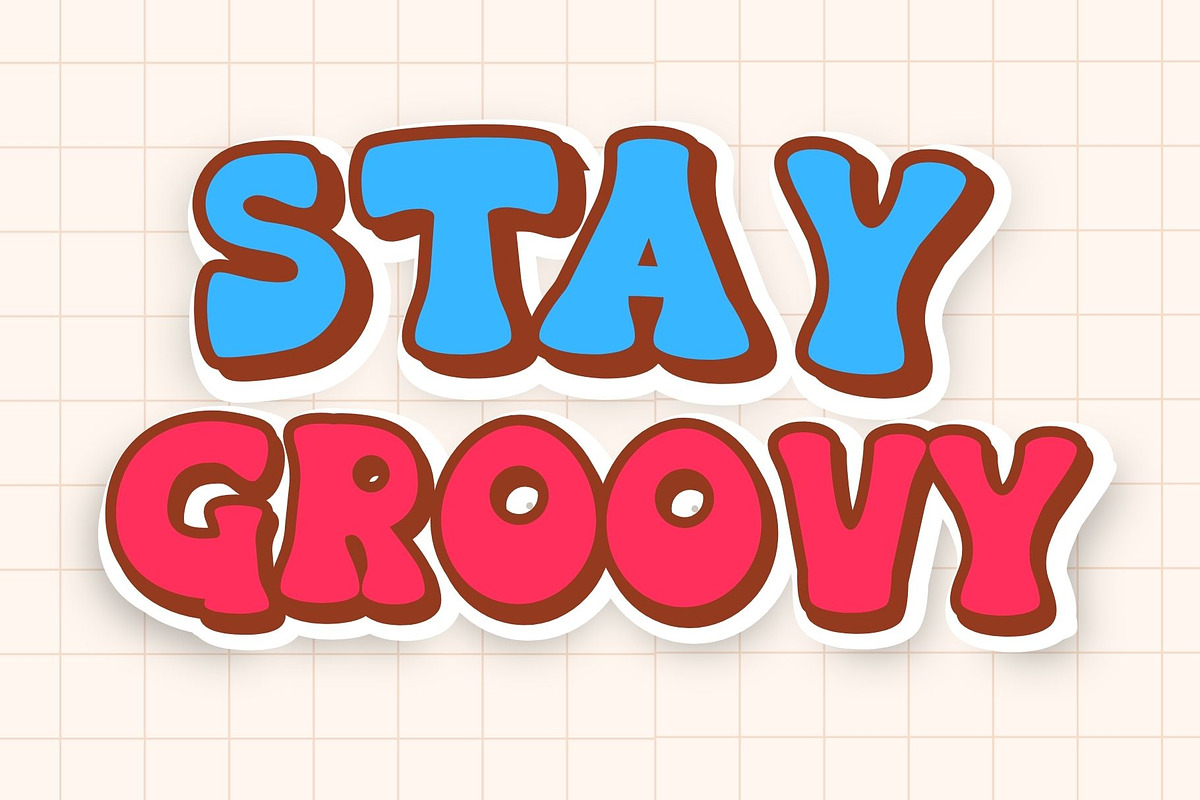 Rainbow Night is a retro groovy font, a Handwritten Font by Brown Cupple (Photo 2 of 6)