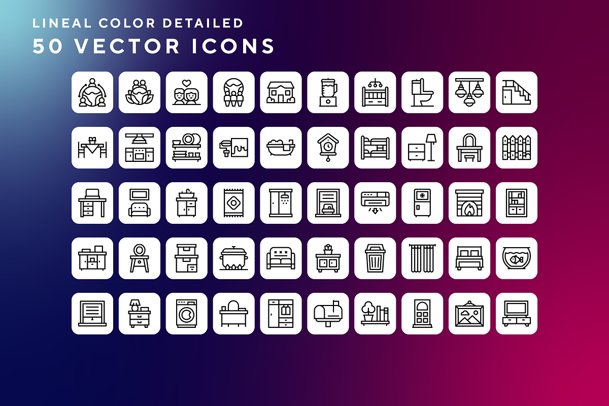 Home and living icons, an Outline Icon by Wencory (Photo 1 of 2)