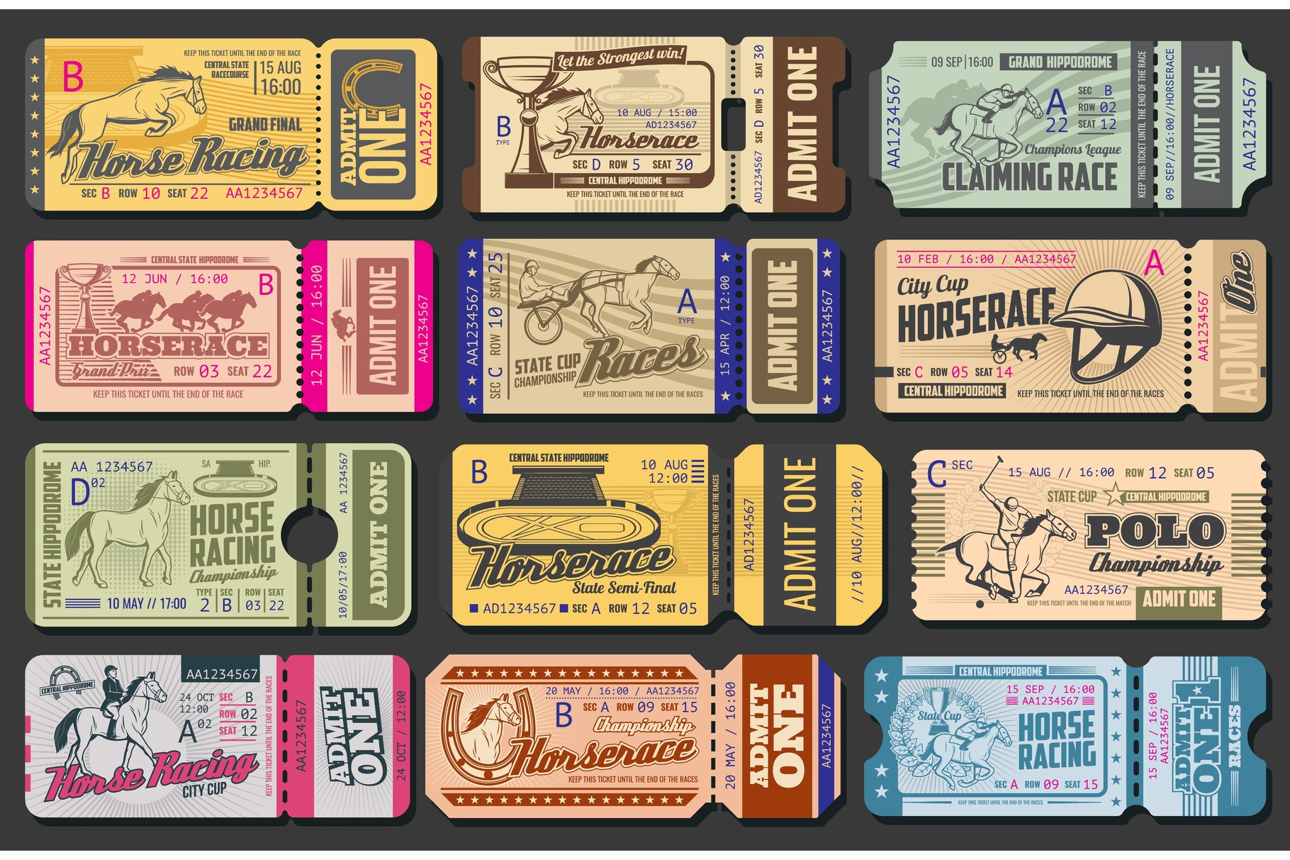 Horse Racing Polo Tickets by Vector Tradition  Creative Market
