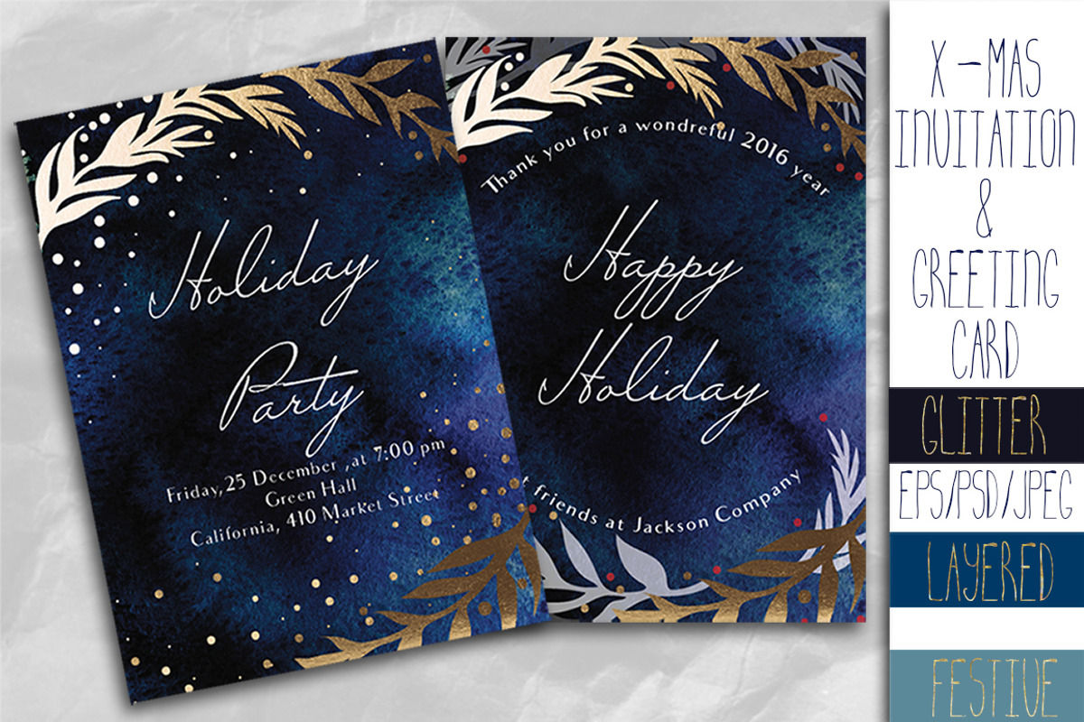 X-mas invitation and greeting card, an Invitation Template by holaholga (Photo 1 of 3)
