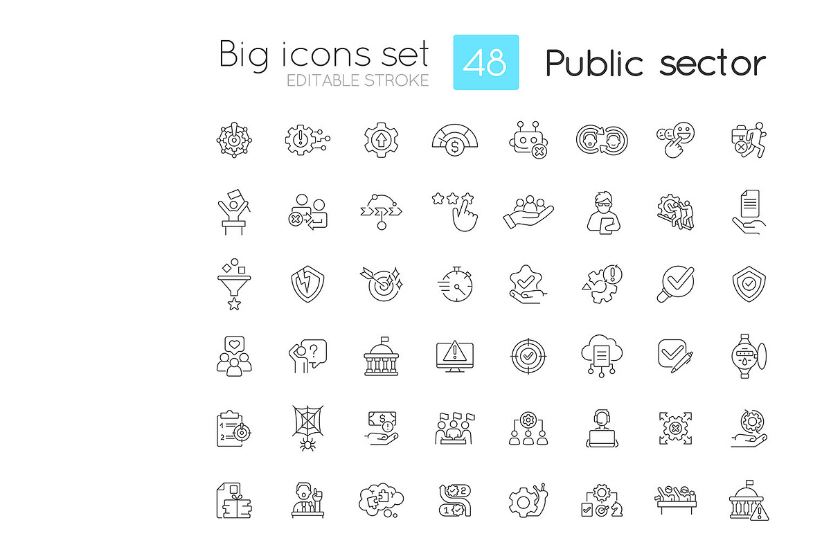 Public sector linear icons set, an Icon by IMG Visuals