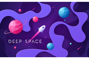 Colorful Cartoon Outer Space