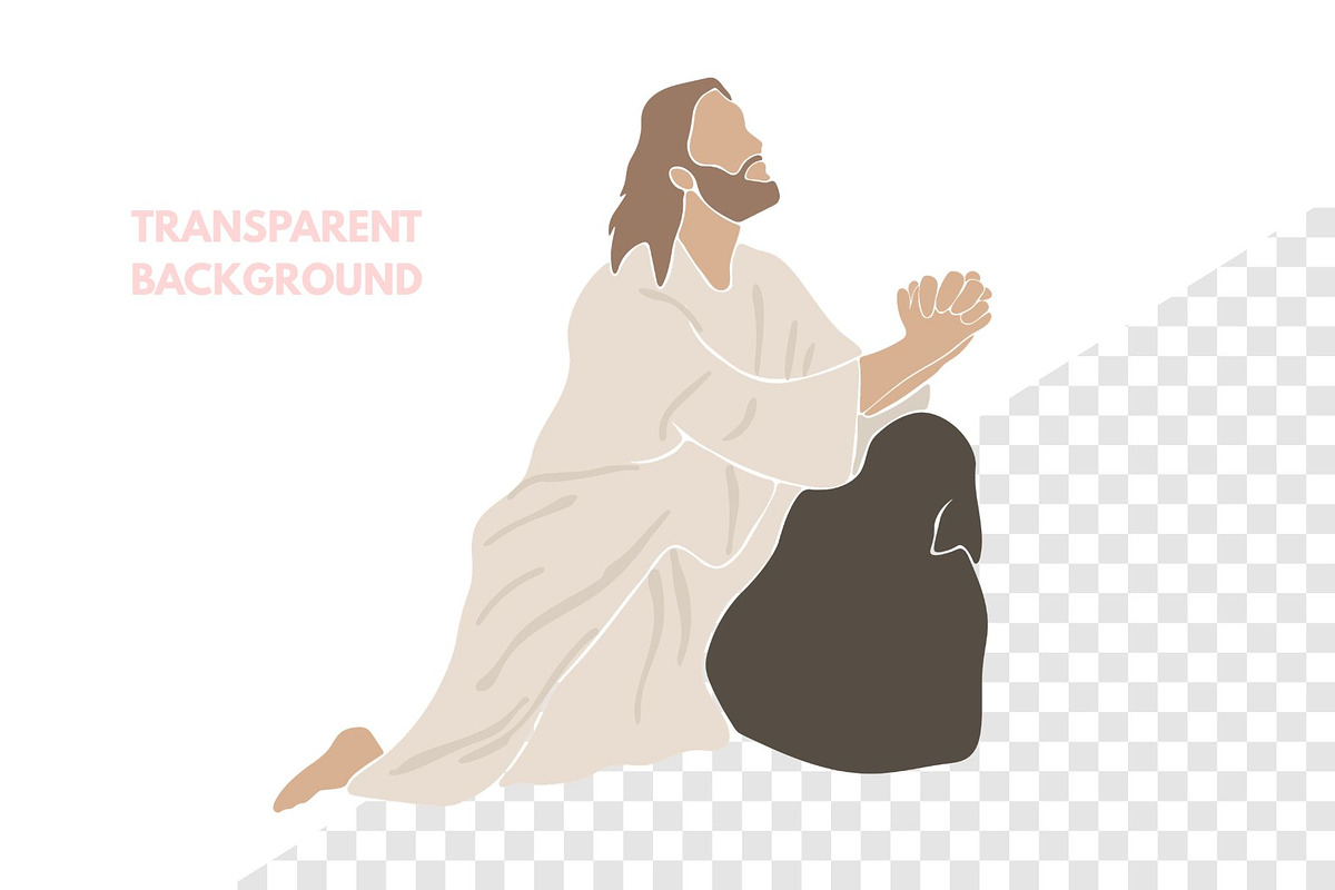 Jesus Pray Christian Illustration, a Person Illustration by ⋒DesignECShop⋒ (Photo 2 of 3)