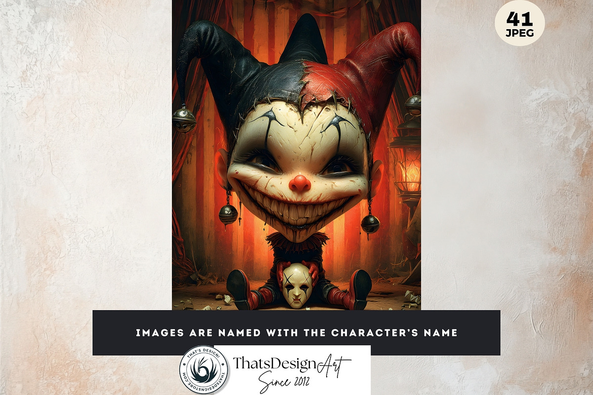 Haunted Circus Digital Papers, a Person Illustration by ThatsDesignArt (Photo 8 of 10)