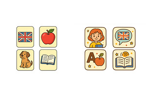 Educational matching game featuring, an Object Illustration by ZinetroN