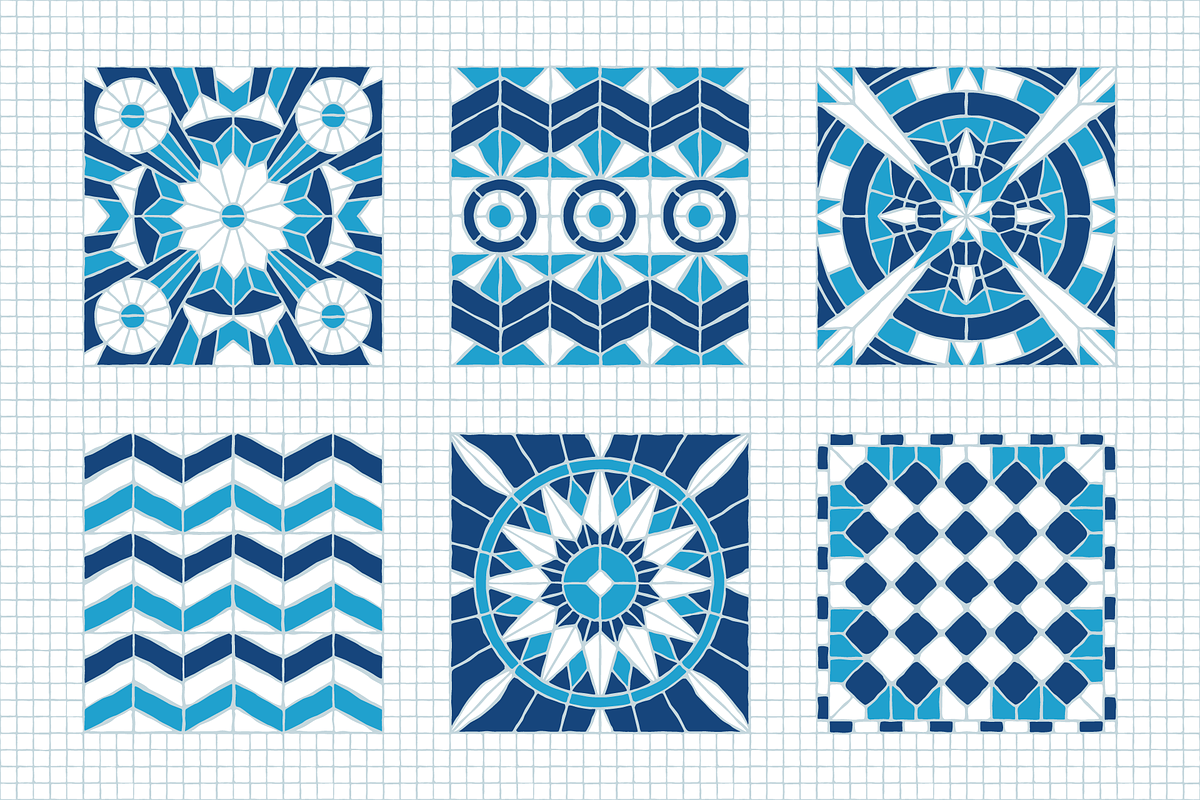 30x3 VINTAGE MOSAIC PATTERNS (BLUE), a Pattern Graphic by 2DFUNS (Photo 5 of 7)