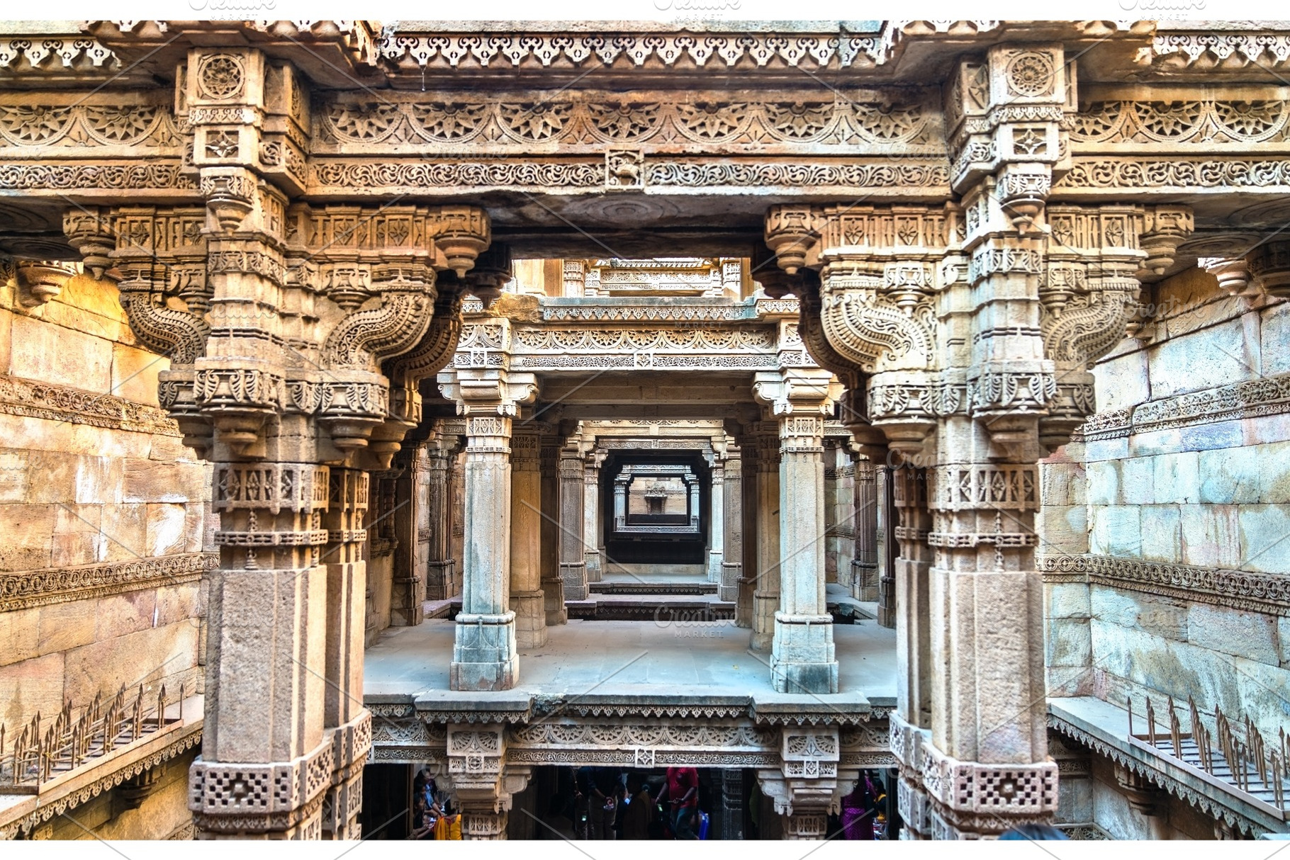 Adalaj or rudabai stepwell in adalaj village near ahmedabad gujarat state of, an Architecture Photo by Leonid Andronov