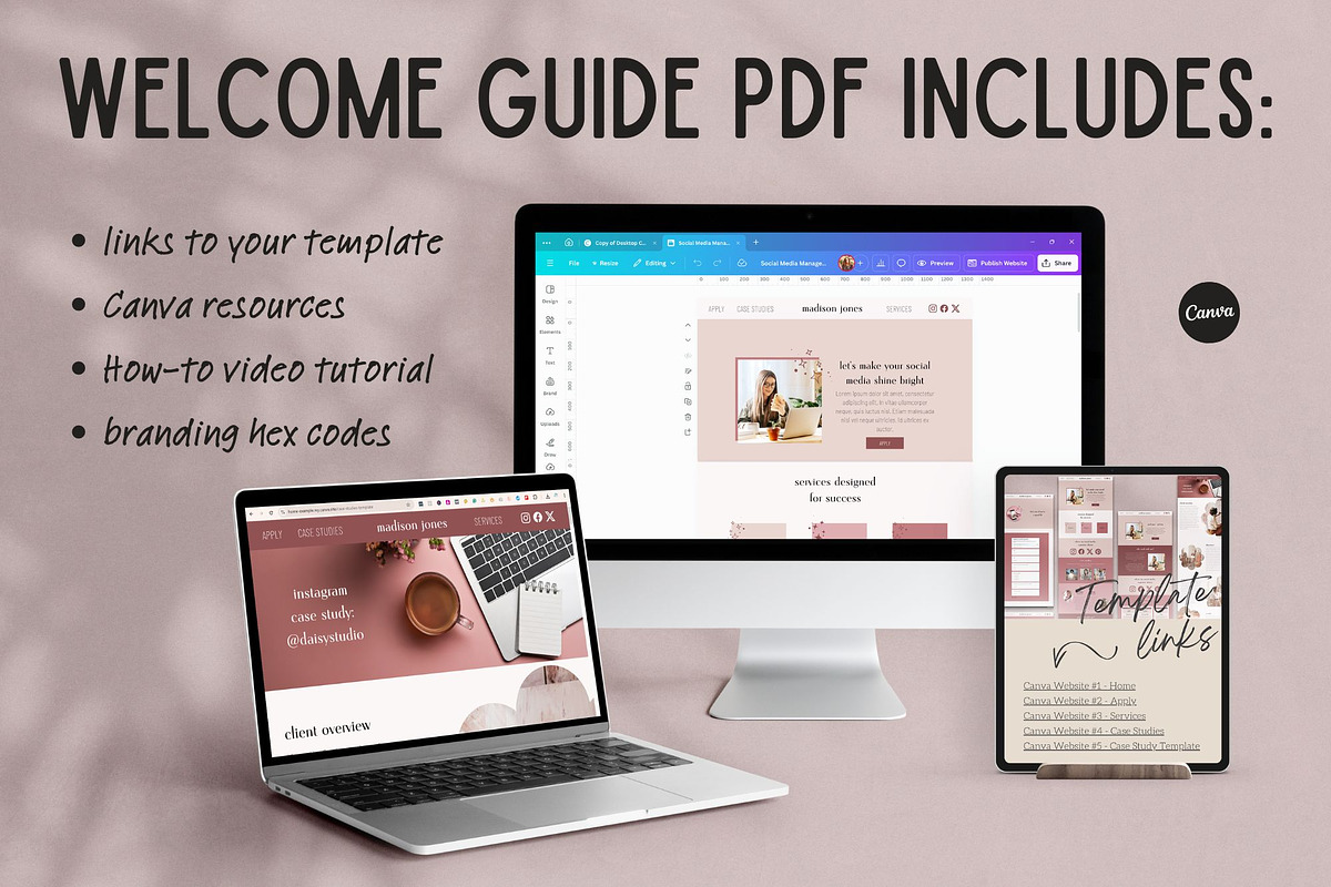 Social Media Manager Canva Website, a Websites & App Template by Made by Melody (Photo 4 of 12)
