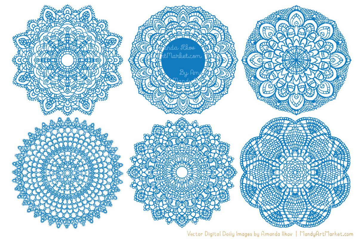 Blue Round Lace Vector Doilies, an Illustration by Amanda Ilkov (Photo 4 of 4)