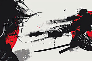 Girl samurai vector illustration for, a Photo by LOGOCREATIVE