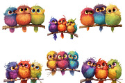 Colorful Birds On Branch Clipart, an Animal Illustration by Design Scotch (Thumbnail 2 of 7)