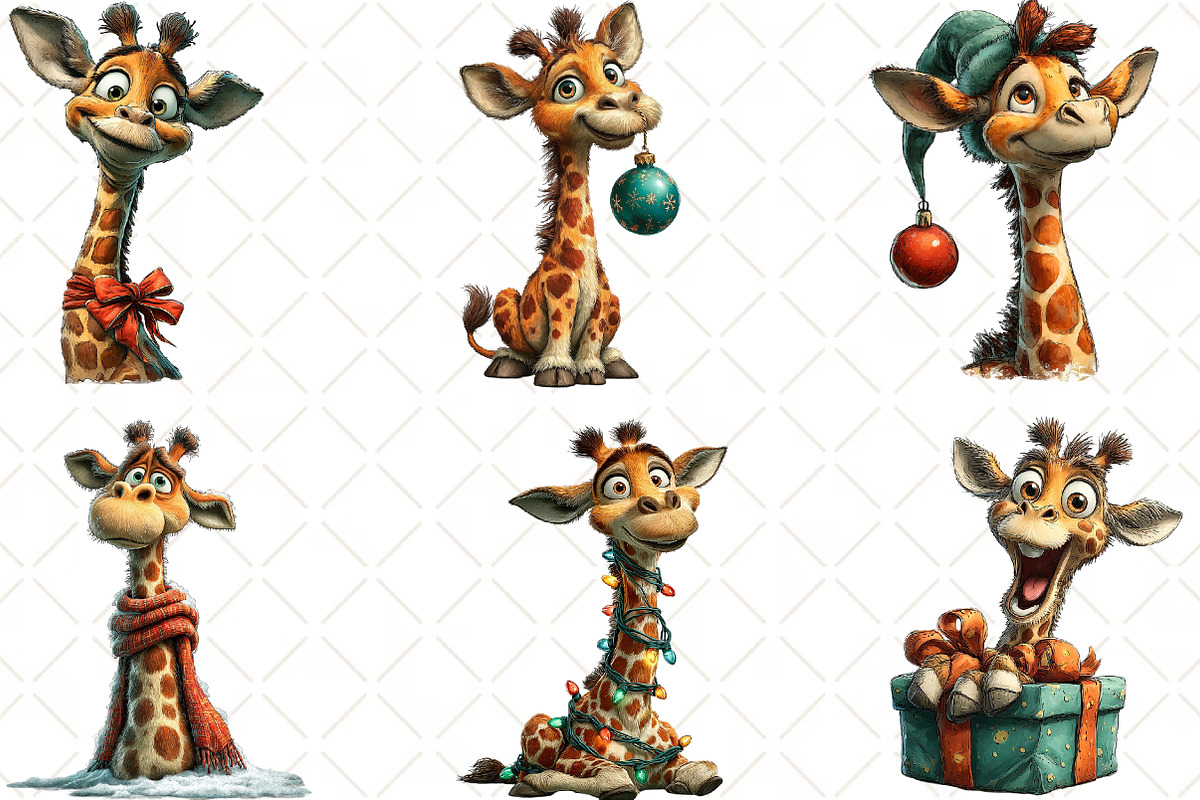 Quirky Christmas Giraffe Clipart, an Illustration by Black Bird Studio (Photo 3 of 6)