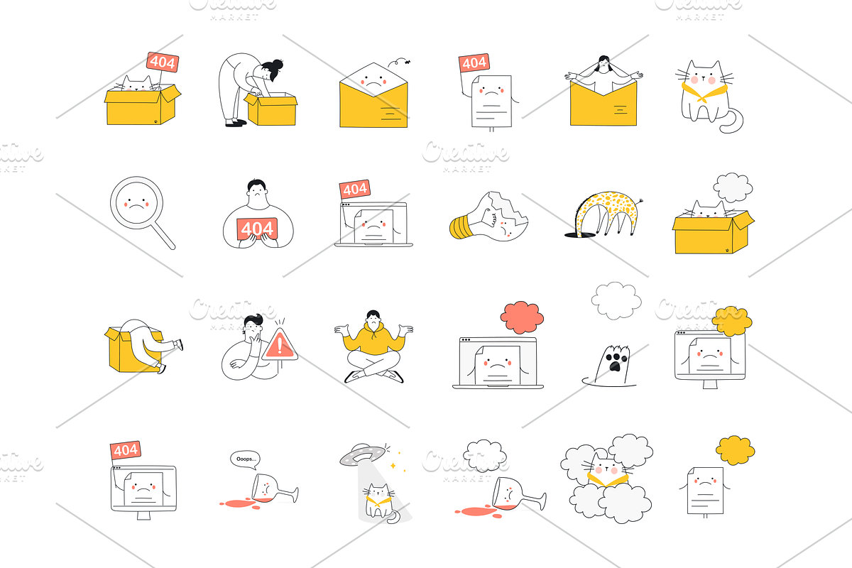 24 Cute 404 Illustrations. Chaos Cat, an Empty State Illustration by BadBrother (Photo 2 of 14)