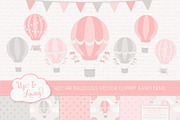 Soft Pink & Grey Hot Air Balloons, an Illustration by Amanda Ilkov (Thumbnail 1 of 5)