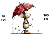 Whimsical Spring Rainy Mouse, an Animal Illustration by GiraffeCreative (Thumbnail 10 of 20)