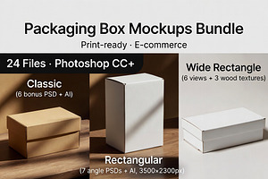 Packaging Box Mockup PSD Bundle Pack