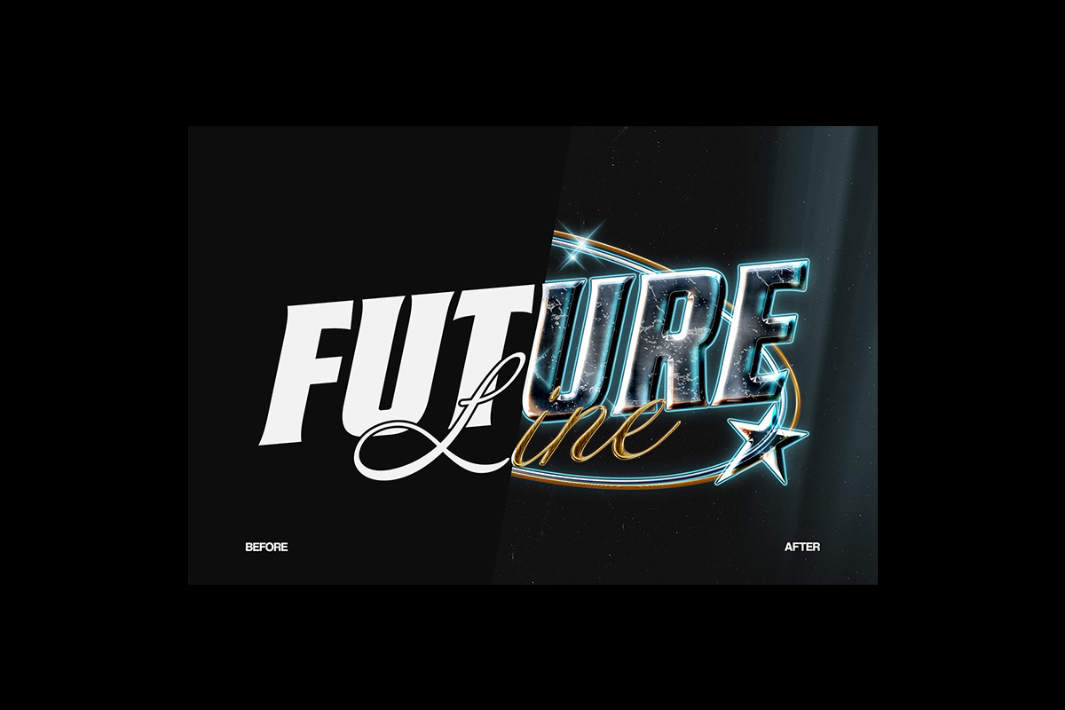 Y2K Futuristic Chrome Text Effect, a Layer Style Add-On by Matsero (Photo 4 of 4)