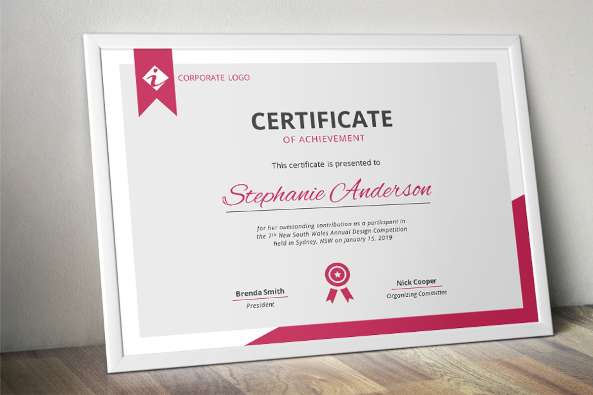 Modern MS Word certificate template, a Stationery Template by Inkpower (Photo 1 of 6)