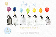 Winter Penguins. Watercolor clipart, an Animal Illustration by LABFcreations (Thumbnail 3 of 8)