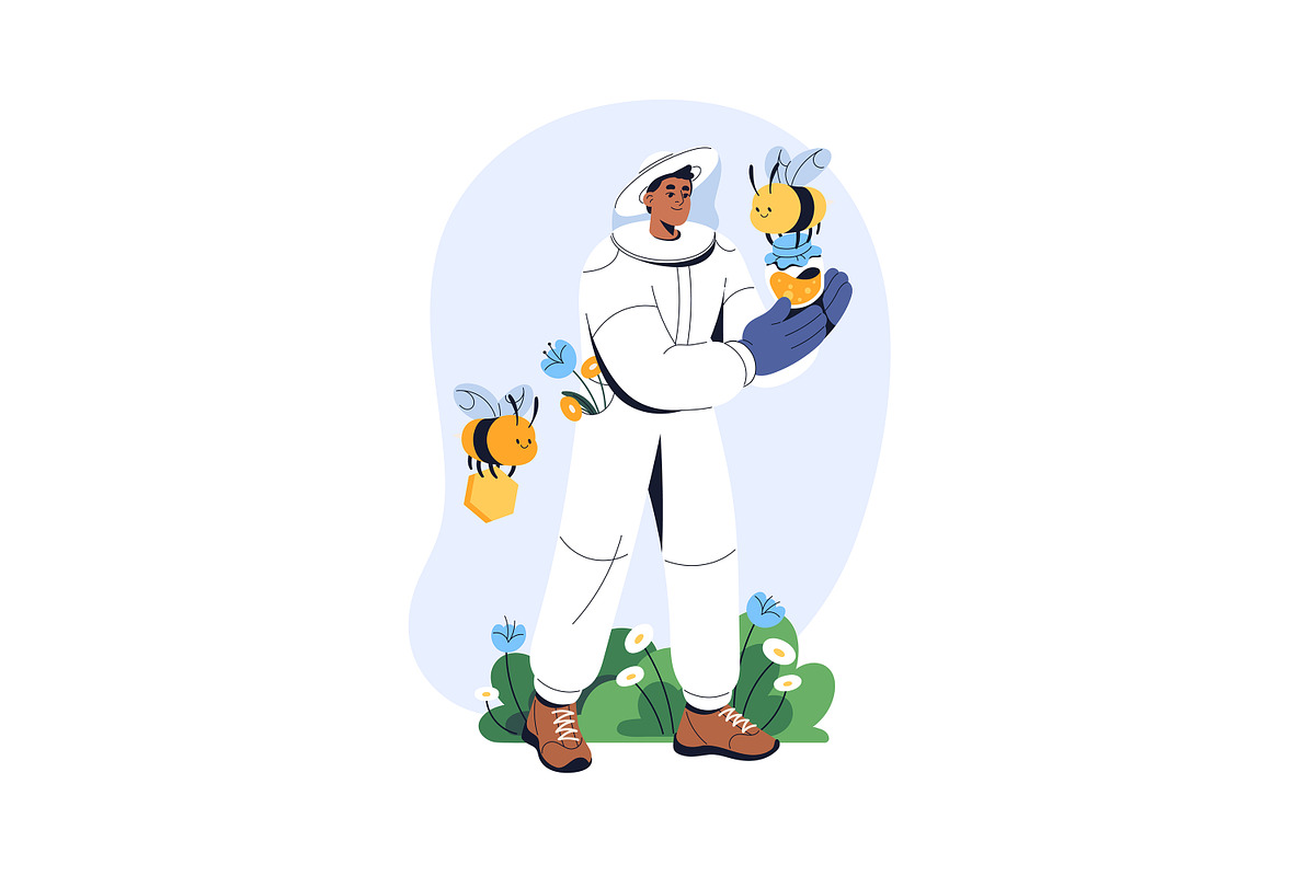 Apiarists gather honey. Beekeeping, a Person Illustration by PaperTrident (Photo 3 of 9)