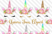 Unicorn Faces Clipart, an Object Graphic by Digital Curio (Thumbnail 1 of 2)