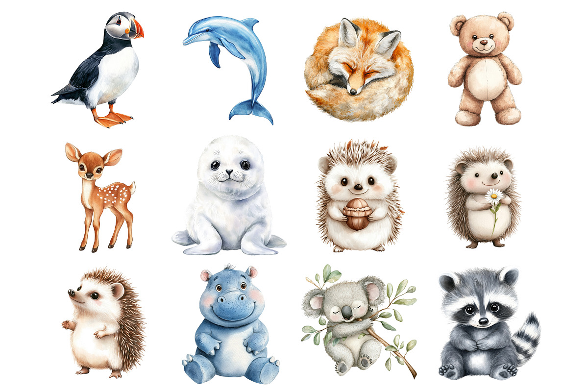 Watercolor Animal Clipart, a Seasonal Illustration by CitraGraphics (Photo 2 of 4)