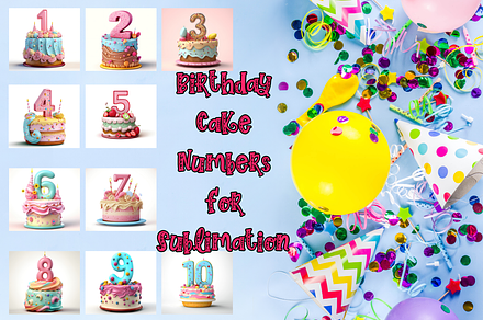 3D Birthday Cake Numbers Clip Art