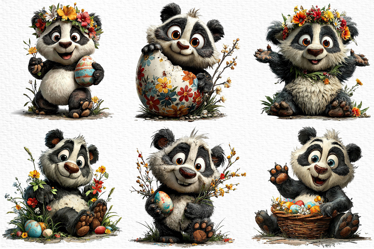 Whimsical Easter Panda Clipart, an Illustration by Craft Nest (Photo 5 of 11)