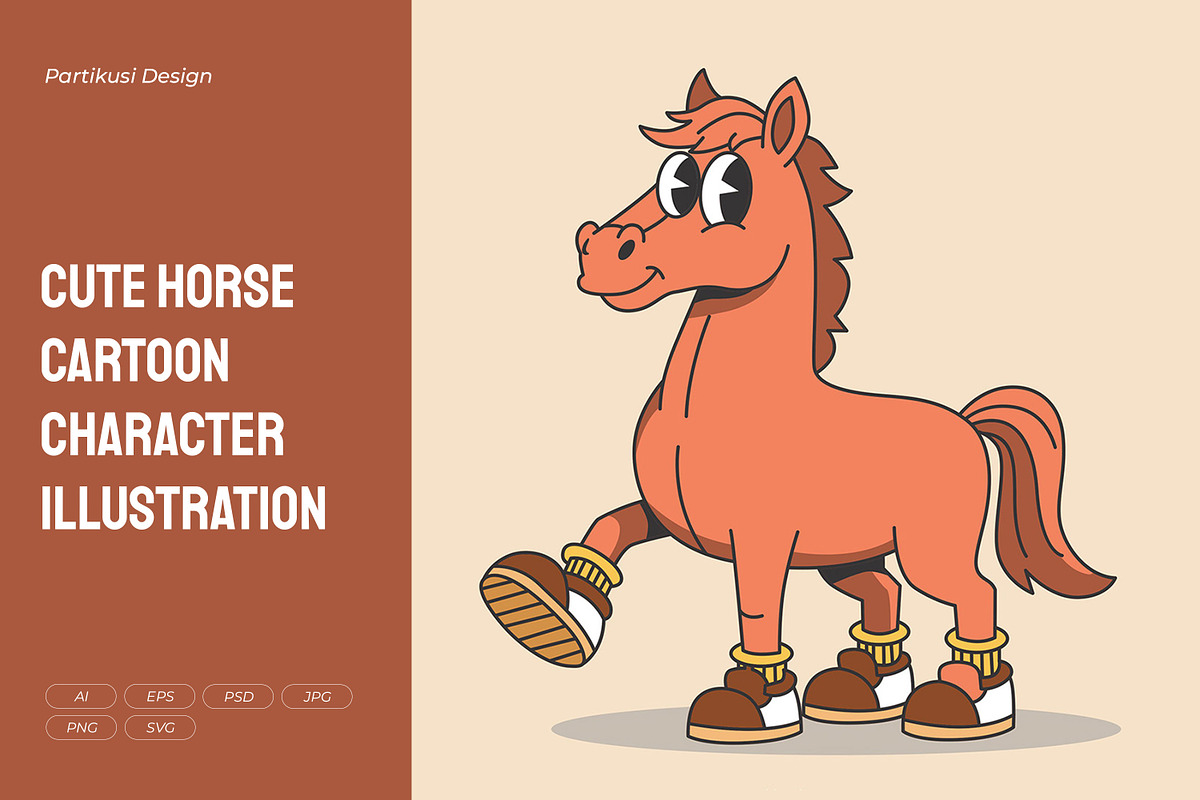 Cute Horse Cartoon Character, an Animal Illustration by Partikusi Design (Photo 1 of 3)
