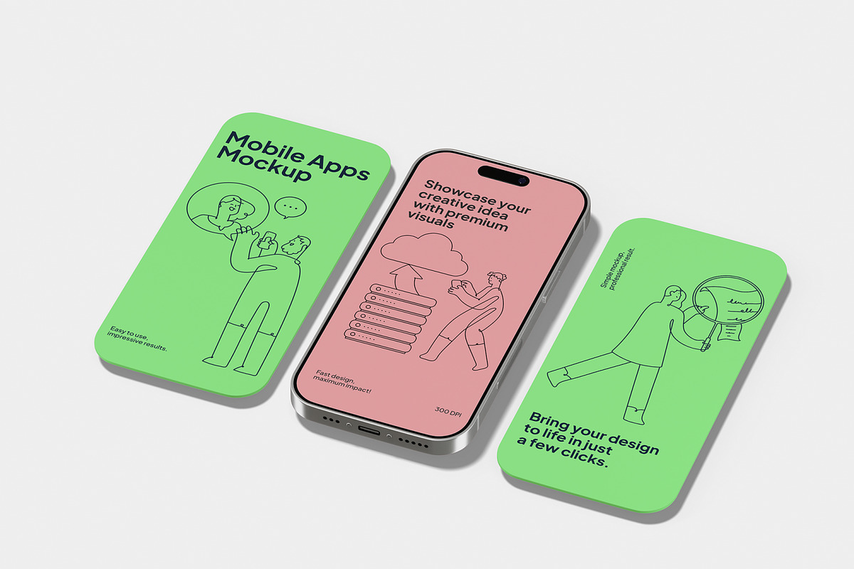 Mobile Apps Mockup, an iPhone Mockup by Unerispace