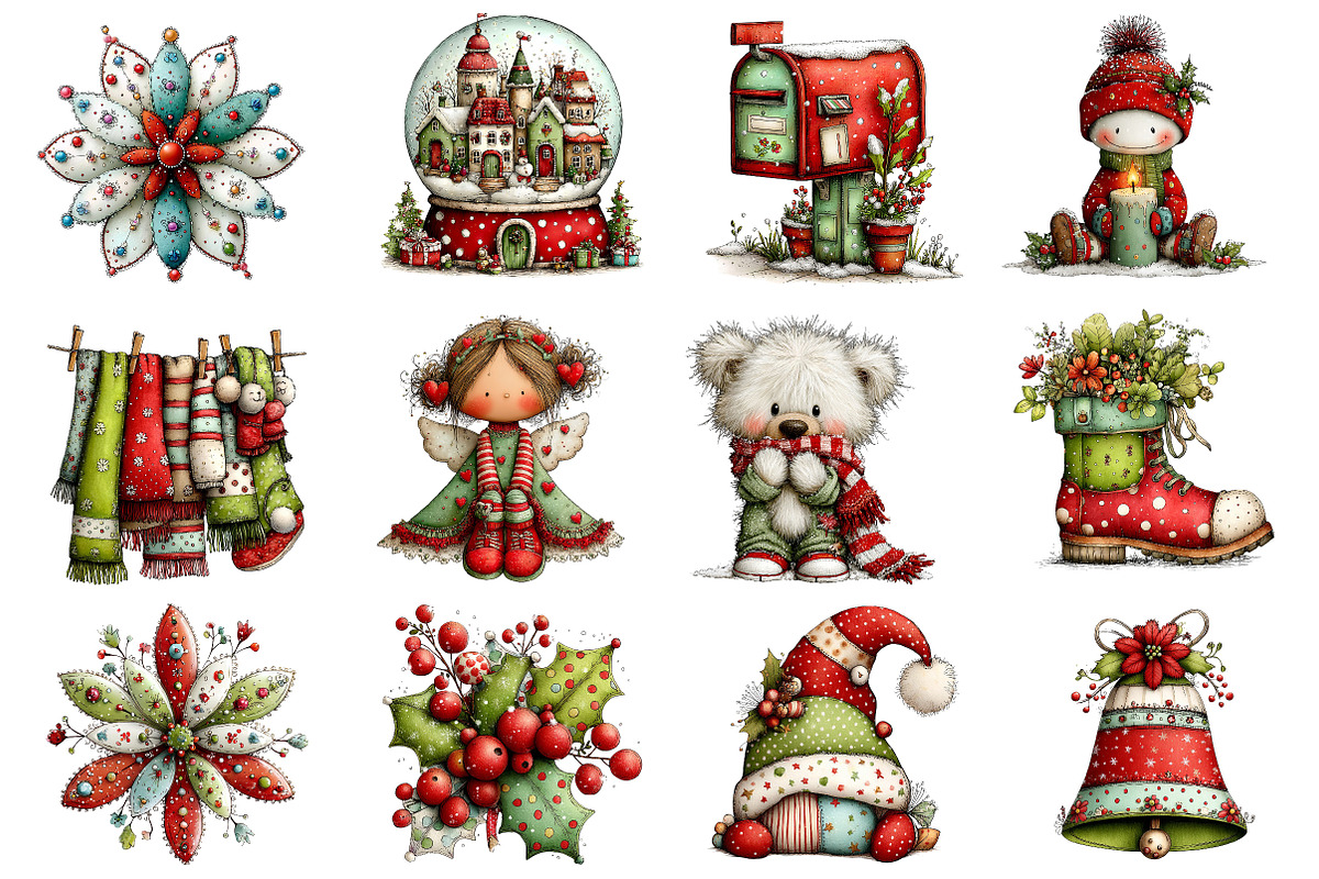Whimsical Christmas Clipart, an Illustration by Dream Creation (Photo 2 of 5)