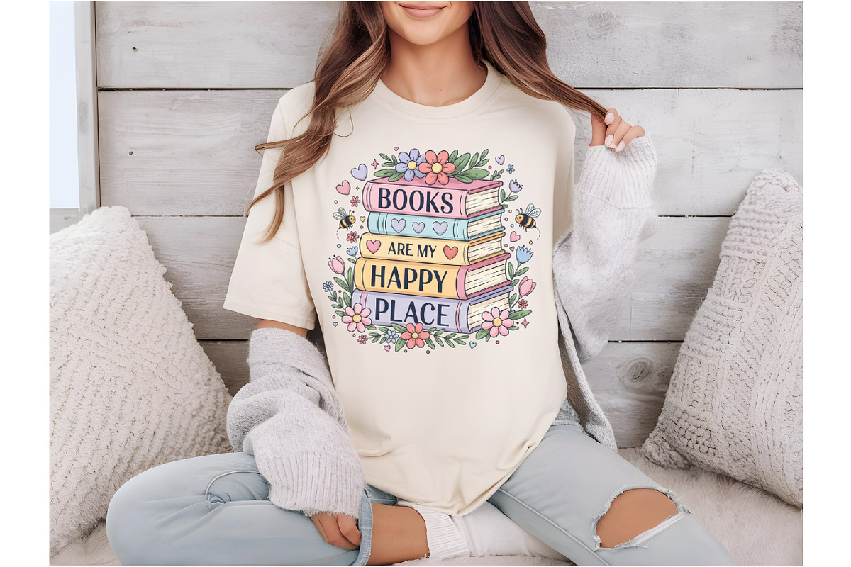 Books Are My Happy Place PNG, Aesthe, an Illustration by Designking (Photo 3 of 6)
