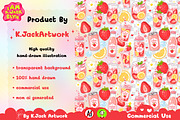 Cute Strawberry Lemonade Seamless, a Background Graphic by K.JackArtwork (Thumbnail 3 of 8)