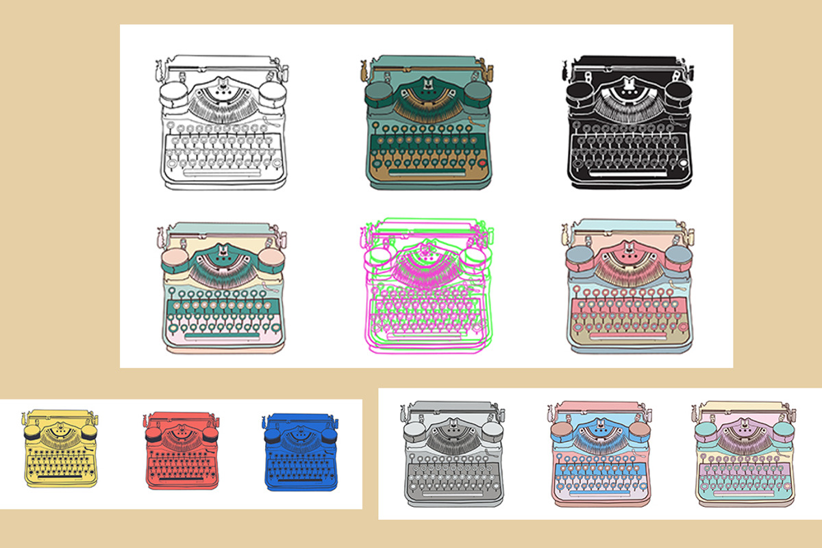 Vintage Typewriters Clipart Pattern, a Graphic by IRSYART (Photo 8 of 11)