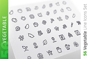 Vegetable Line Icons Set, an Outline Icon by Voysla's Shop (Thumbnail 1 of 4)