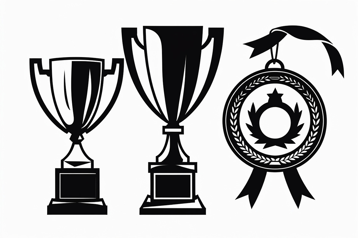 Trophy and Medal Silhouette Set, an Illustration by Gfx_Store (Photo 5 of 7)