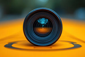 Close-up of a camera lens positioned, a Photo by Tanuart