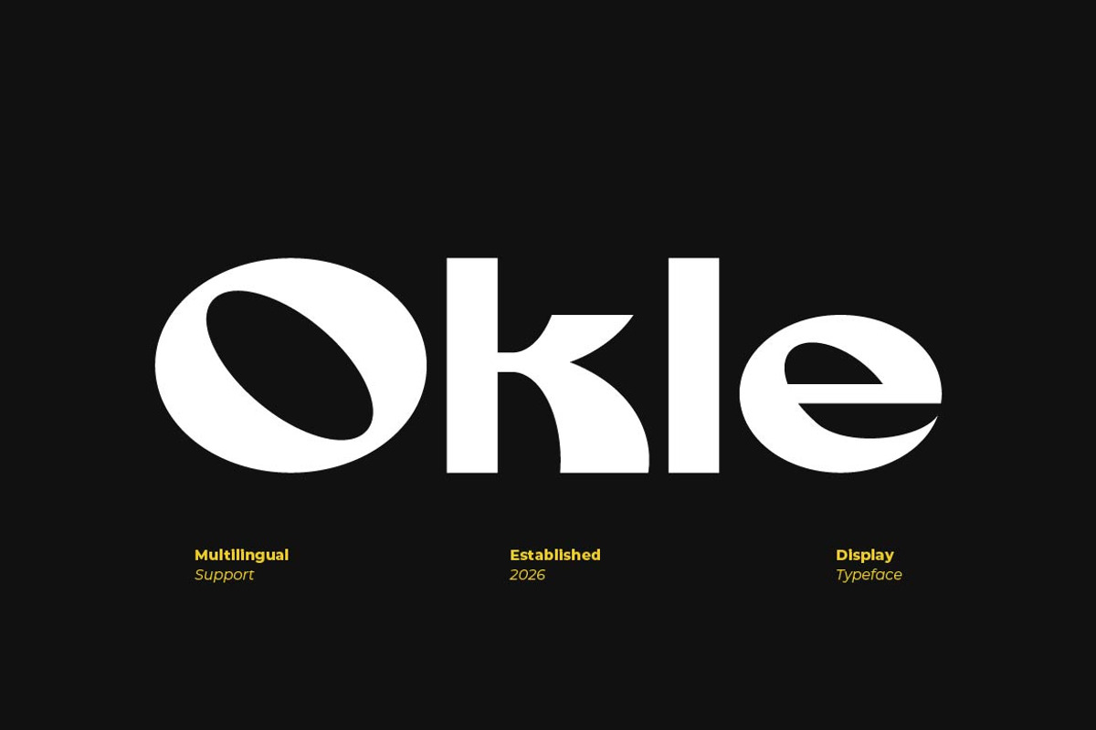 Okle – Creative Display Font, a Sans Serif Font by Artiveko (Photo 1 of 8)