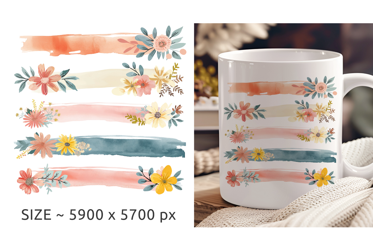 50 Flower Brushstrokes PNG Clipart, a Texture Graphic by Whimsy Brush Studio (Photo 2 of 9)