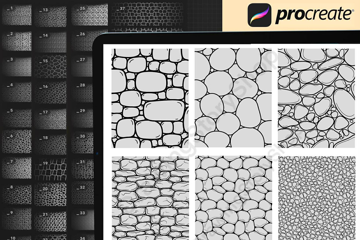 120 Procreate Manga Stone Texture, a Brush Add-On by DrawingStoryShop