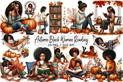 Autumn Black Woman Reading Clipart, an Illustration by DreamArtGraphic (Thumbnail 1 of 4)